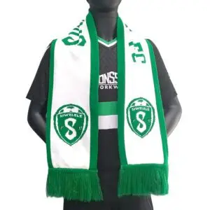 Green & White Striped Scarf